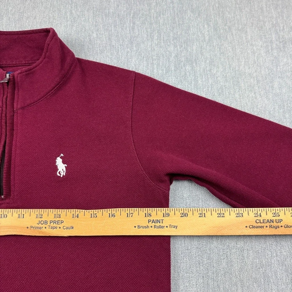 Polo Ralph Lauren Sweater Mens Large Red Pullover 1/4 Zip Made In Hong‎ Kong